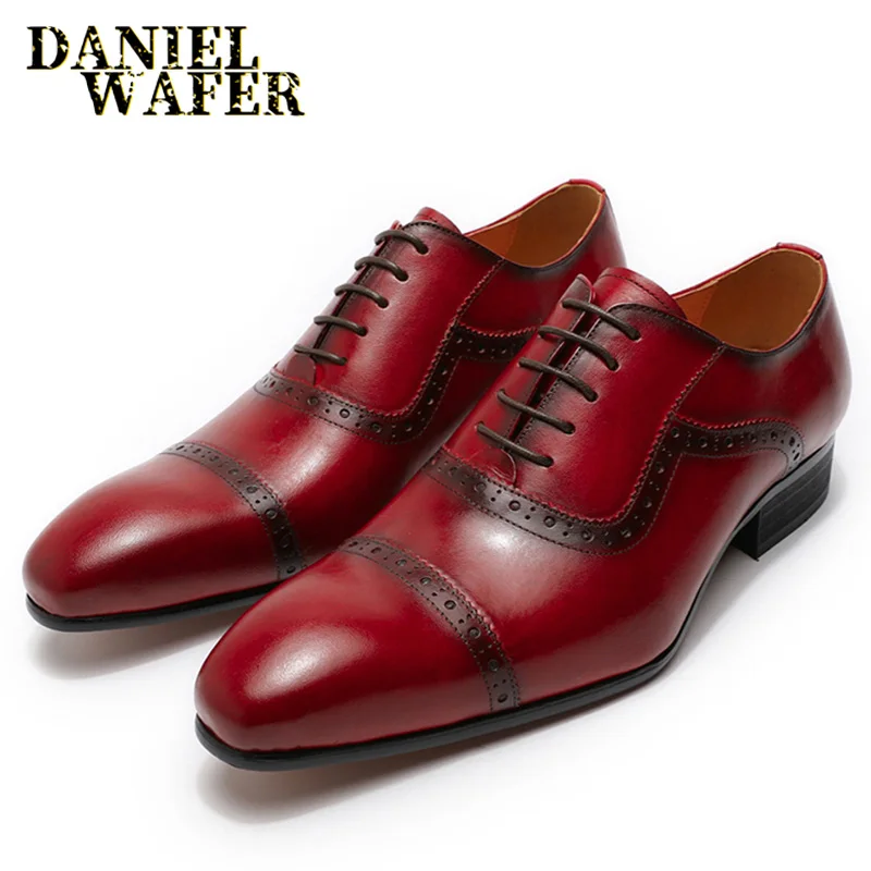 Luxury Men's Genuine Leather Shoes Handmade Office Wedding Dress Red Black Pointed Cap Toe Lace Up Oxford Formal Shoes for Men
Luxury Men's Genuine Leather Shoes Handmade Office Wedding Dress Red Black Pointed Cap Toe Lace Up Oxford Formal Shoes for Men