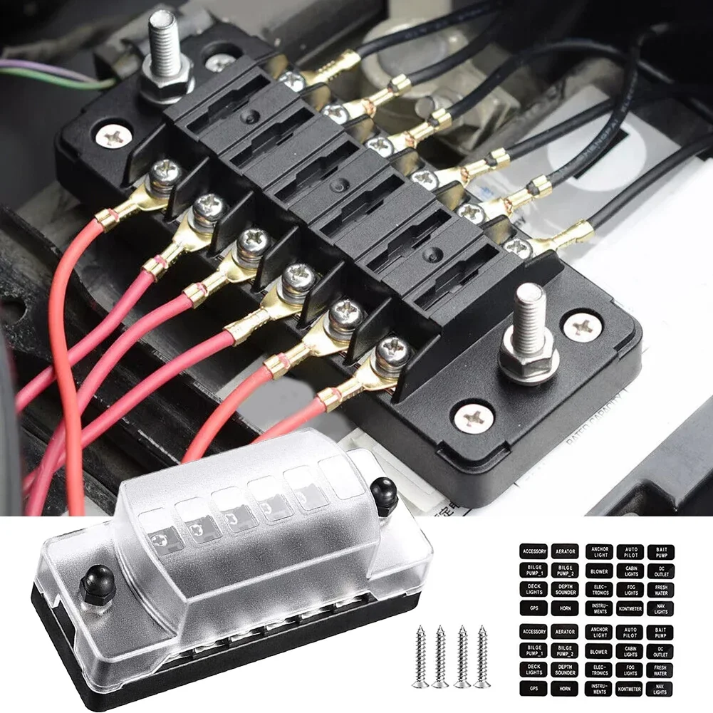 ATO ATC Fuse 6 Way Fuse Box Black 12V 24V Fuse Holder Module Waterproof Current Capacity 75A For Cars And Boats
ATO ATC Fuse 6 Way Fuse Box Black 12V 24V Fuse Holder Module Waterproof Current Capacity 75A For Cars And Boats