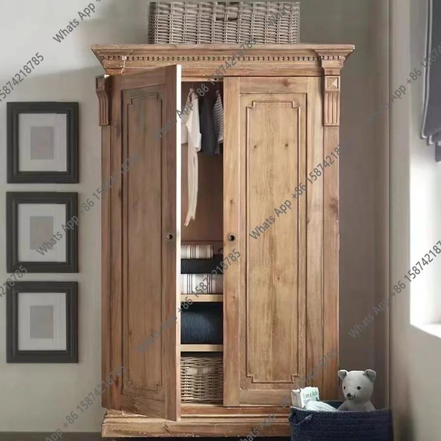 Nordic retro solid wood wardrobe double door wardrobe French oak storage cabinet bedroom small apartment hanging clothes
Nordic retro solid wood wardrobe double door wardrobe French oak storage cabinet bedroom small apartment hanging clothes
