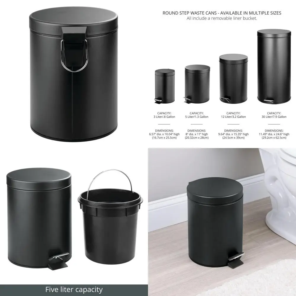 5-литровое черное мусорное ведро с педалью, крышкой и пластиковым ведром для домашнего использования
5-литровое черное мусорное ведро с педалью, крышкой и пластиковым ведром для домашнего использования