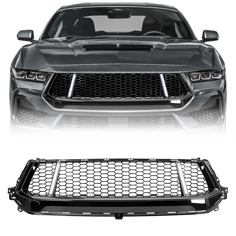 Глянцевая черная сетчатая решетка в стиле GT 2024+ со светодиодной подсветкой для переднего бампера Mustang ABS
Глянцевая черная сетчатая решетка в стиле GT 2024+ со светодиодной подсветкой для переднего бампера Mustang ABS