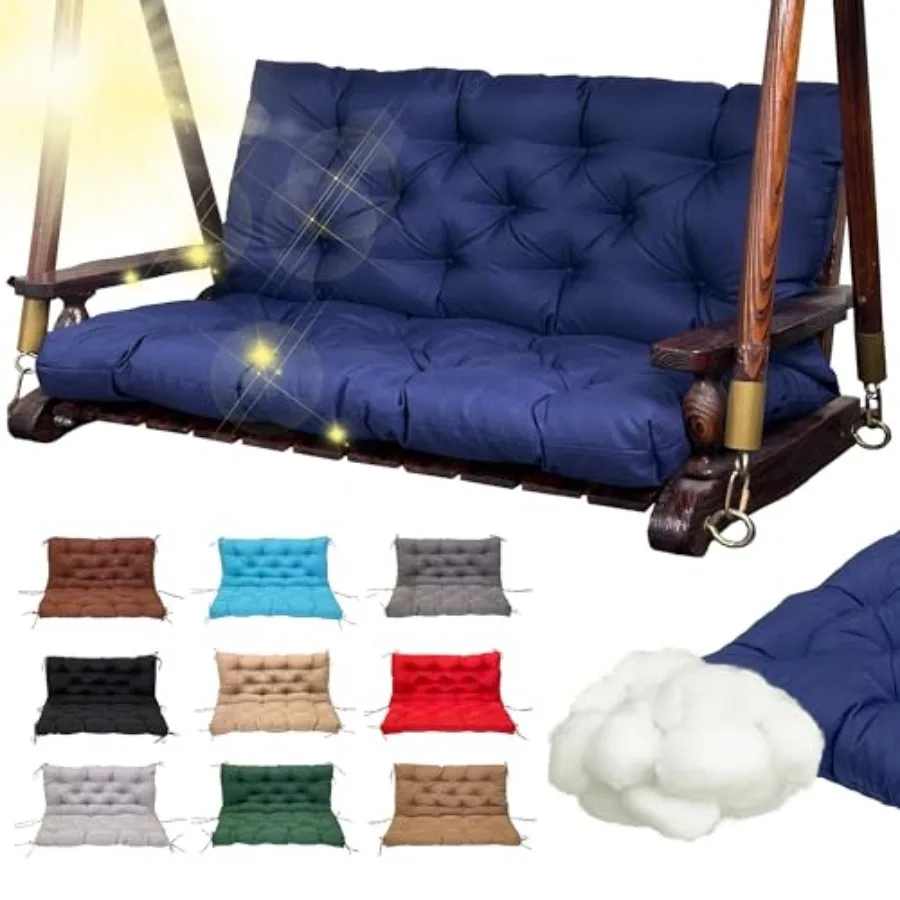Replacement Swing Cushions for Outdoor Furniture: 2-3 Seater Waterproof Porch Bench Cushions with Ties and Backrest - 4" Thick
Replacement Swing Cushions for Outdoor Furniture: 2-3 Seater Waterproof Porch Bench Cushions with Ties and Backrest - 4" Thick