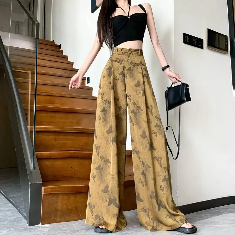2025 Femme Fashion Satin Drape Feeling Pants Spring Summer Women Butterfly Pantalons Korean Lady High Waist Wide Leg Trousers
2025 Femme Fashion Satin Drape Feeling Pants Spring Summer Women Butterfly Pantalons Korean Lady High Waist Wide Leg Trousers