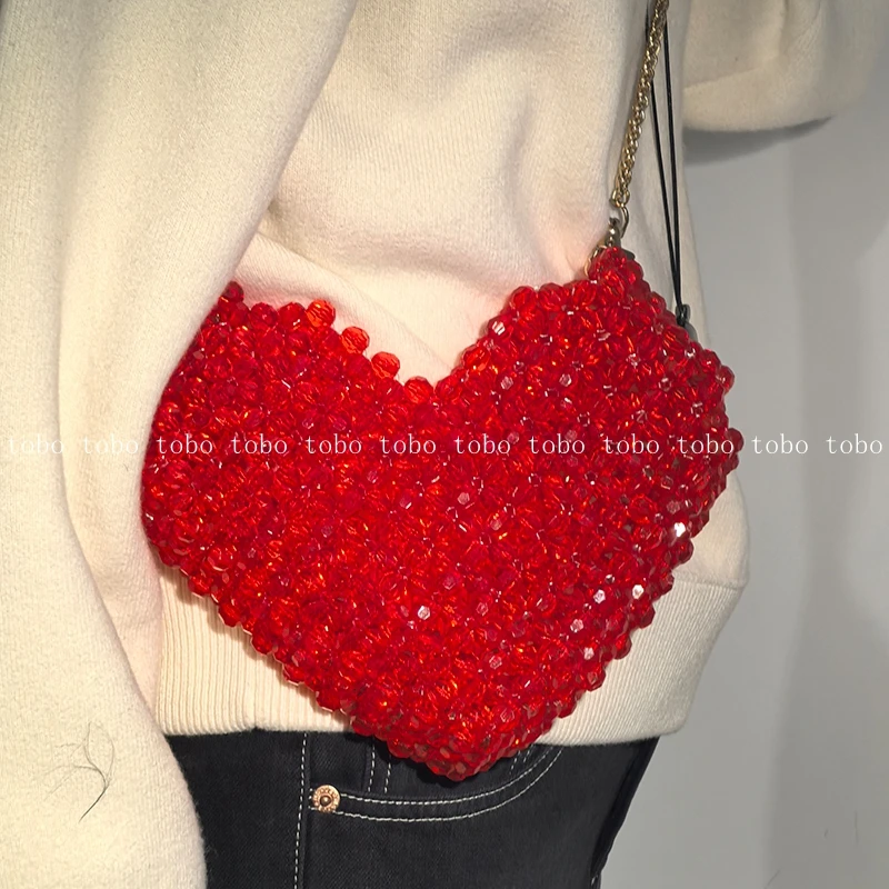 Heart-shaped Bead Handbags Crossbody Peach Heart Purses and Handbags Women's Summer Ins Woven Anime Bags for Women
Heart-shaped Bead Handbags Crossbody Peach Heart Purses and Handbags Women's Summer Ins Woven Anime Bags for Women