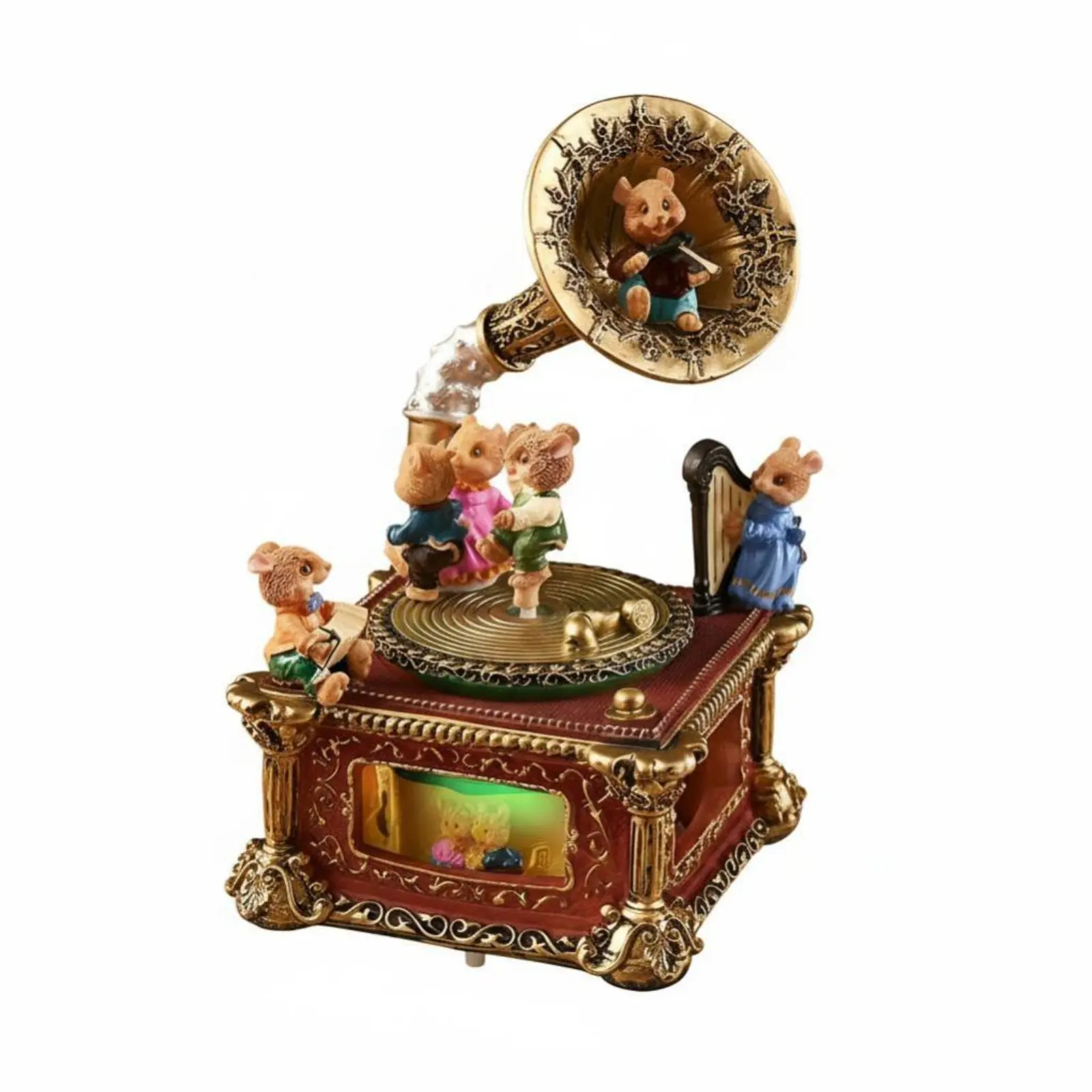 Vintage Phonograph Music Box, Resin Gramophone Decor, Rotating LED, Remote Control, Multiple Songs, Gift for Girls, Friends
Vintage Phonograph Music Box, Resin Gramophone Decor, Rotating LED, Remote Control, Multiple Songs, Gift for Girls, Friends