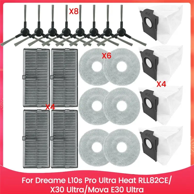 Запчасти ABUL для Dreame L10s Pro Ultra Heat RLL82CE, X30 Ultra, Mova E30 Ultra: боковая щетка, фильтр, тряпка для влажной уборки, мешки для сбора пыли
Запчасти ABUL для Dreame L10s Pro Ultra Heat RLL82CE, X30 Ultra, Mova E30 Ultra: боковая щетка, фильтр, тряпка для влажной уборки, мешки для сбора пыли
