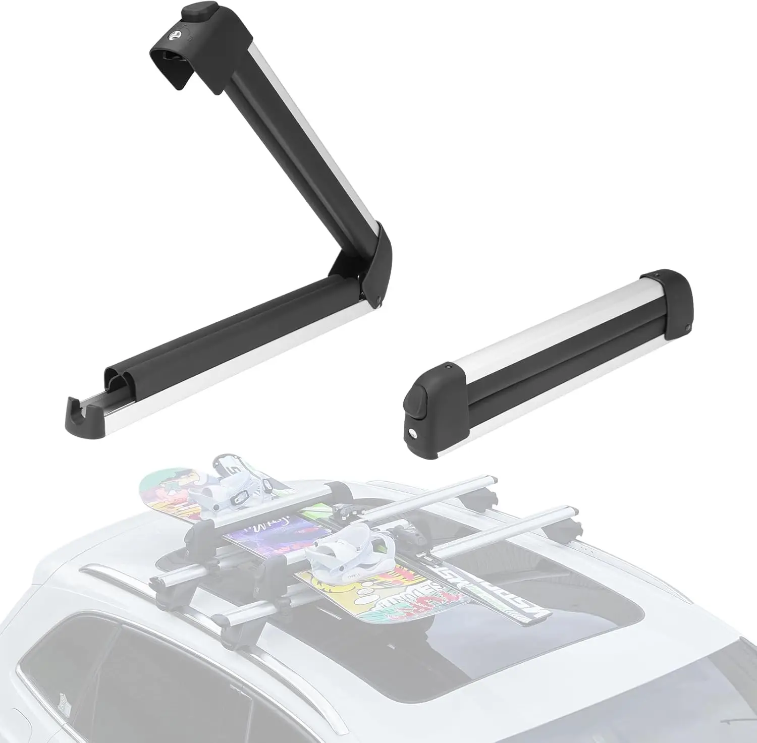 16.3 Inch Universal Car Roof Rack for Skis, Snowboards & Fishing Rods, Anti-Theft Lock, Fits All Cross Bars
16.3 Inch Universal Car Roof Rack for Skis, Snowboards & Fishing Rods, Anti-Theft Lock, Fits All Cross Bars