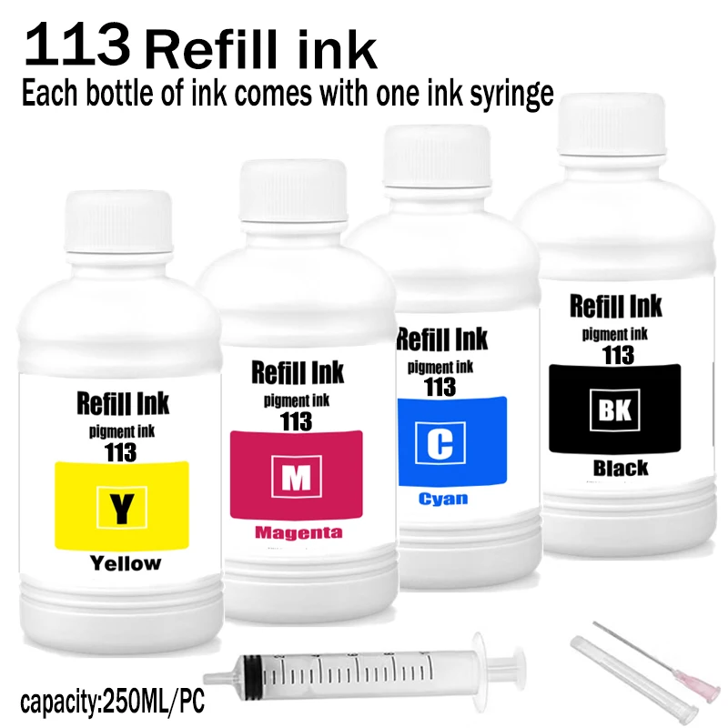 113 Refill Ink Kit For Epson EcoTank ET-5150 ET-5170 ET-5800 ET-5850 M16600 Printer 250ML Pigment Refill Ink
113 Refill Ink Kit For Epson EcoTank ET-5150 ET-5170 ET-5800 ET-5850 M16600 Printer 250ML Pigment Refill Ink