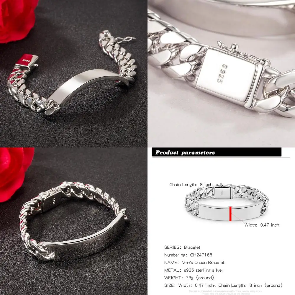 Sterling Silver 925 Cuban Chain Bracelet for Men and Teens, 7-10 Inch Sizes, Ideal Birthday Gift
Sterling Silver 925 Cuban Chain Bracelet for Men and Teens, 7-10 Inch Sizes, Ideal Birthday Gift