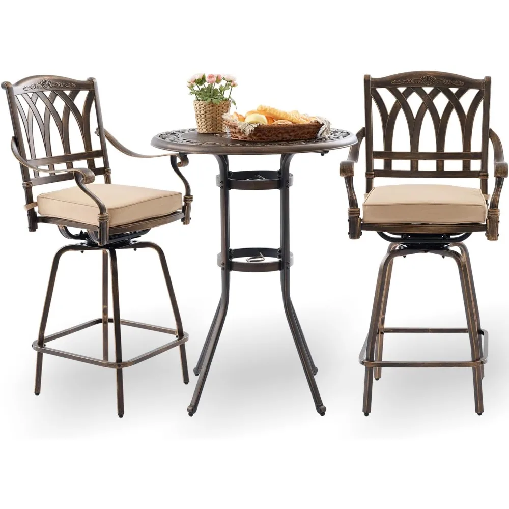 Bar Height Outdoor Table and Chairs, 3 PCS Cast Aluminum Patio Swivel Bar Set Include 31.5" Outdoor High Top Table and Barstool
Bar Height Outdoor Table and Chairs, 3 PCS Cast Aluminum Patio Swivel Bar Set Include 31.5" Outdoor High Top Table and Barstool