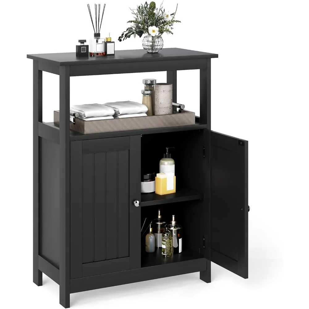 Storage Cabinet, Freestanding Bathroom Cabinet with 2 Doors, Open Compartment, 3-Level Adjustable Shelf,
Storage Cabinet, Freestanding Bathroom Cabinet with 2 Doors, Open Compartment, 3-Level Adjustable Shelf,