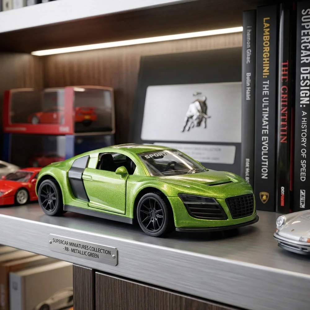1:43Scale R8 Die-Cast Model, Pull-Back Toy with Openable Doors,Green Color, Collectible Supercar for Kids & Enthusiasts
1:43Scale R8 Die-Cast Model, Pull-Back Toy with Openable Doors,Green Color, Collectible Supercar for Kids & Enthusiasts