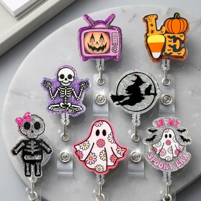 Retractable Badge Reel Halloween Nurse Doctor ID Lanyard Clip Glitter Skeleton Ghost Pumpkin Name Tag Holder Hospital Work
Retractable Badge Reel Halloween Nurse Doctor ID Lanyard Clip Glitter Skeleton Ghost Pumpkin Name Tag Holder Hospital Work