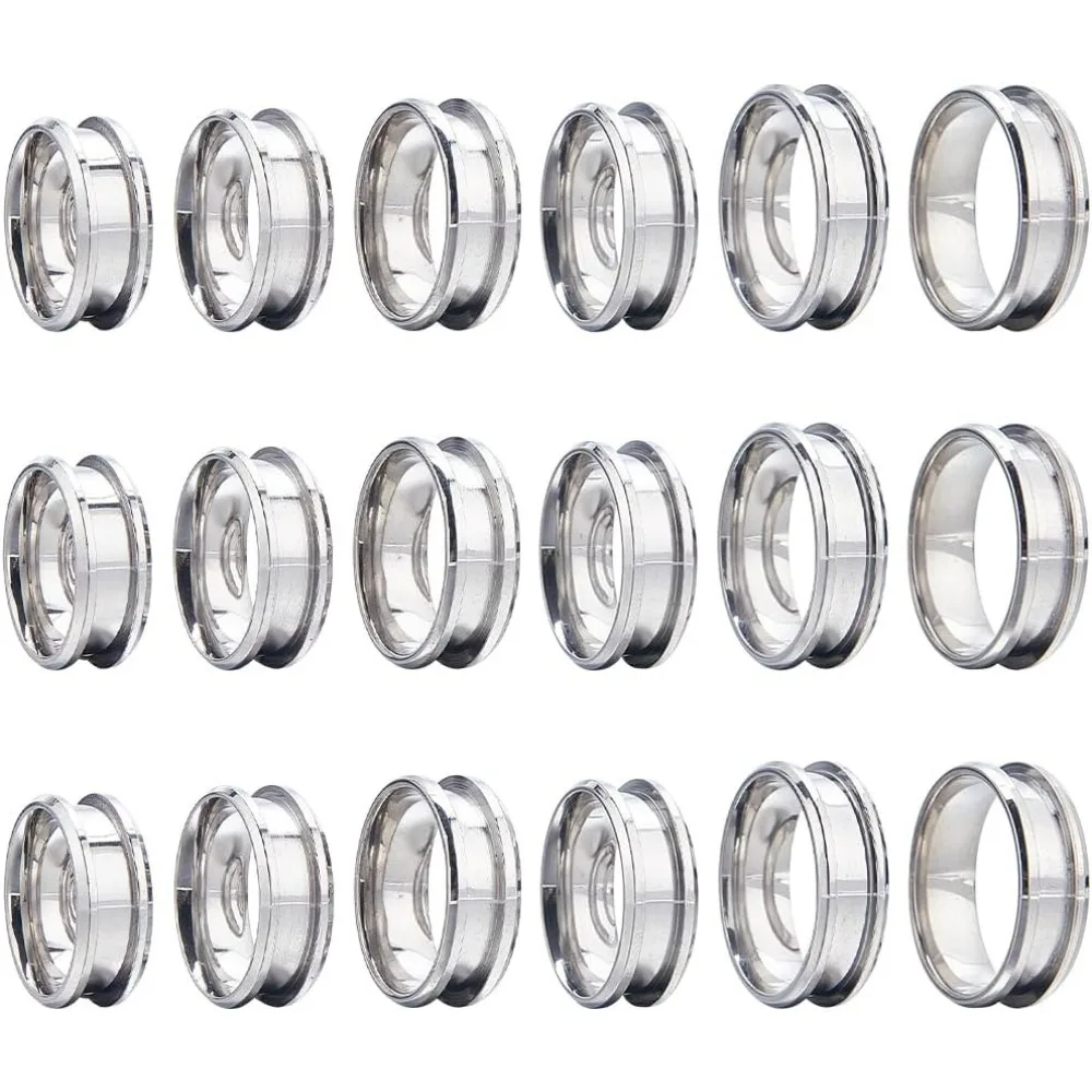 1 Box 18Pcs Stainless Steel Grooved Finger Ring US Size 7/8/9/10/11/12 Ring Core Blanks 8mm Wide Empty Round Grooved making kit
1 Box 18Pcs Stainless Steel Grooved Finger Ring US Size 7/8/9/10/11/12 Ring Core Blanks 8mm Wide Empty Round Grooved making kit