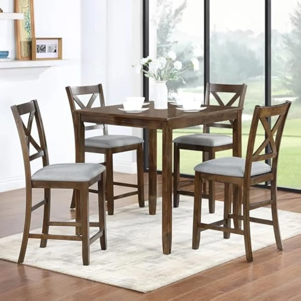 5 pieces wooden dining table set 4 counter height Kitchen table set with upholstered chairs
5 pieces wooden dining table set 4 counter height Kitchen table set with upholstered chairs