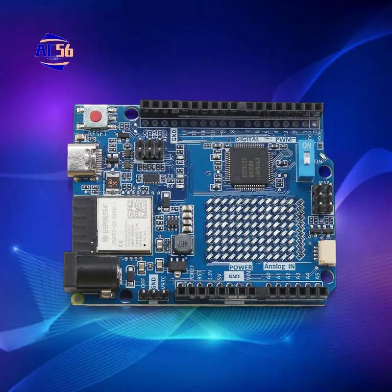 AC56-совместимый модуль программирования Arduino для UNO R4, макетная плата, WIFI версия, макетная плата, модуль материнской платы
AC56-совместимый модуль программирования Arduino для UNO R4, макетная плата, WIFI версия, макетная плата, модуль материнской платы