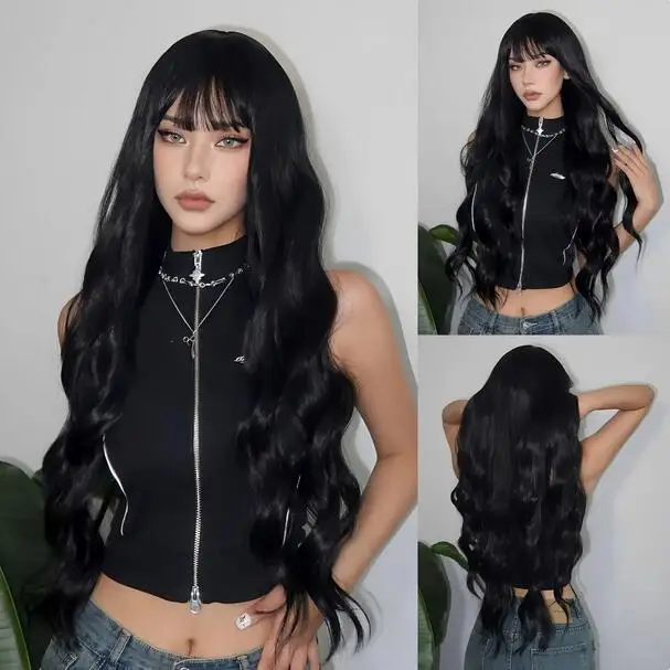 Nastural Black Synthetic Wigs Long Water Wave Wigs with Bangs Cosplay Daily Hair Wig for Women Wigs Heat Resistant Fiber
Nastural Black Synthetic Wigs Long Water Wave Wigs with Bangs Cosplay Daily Hair Wig for Women Wigs Heat Resistant Fiber