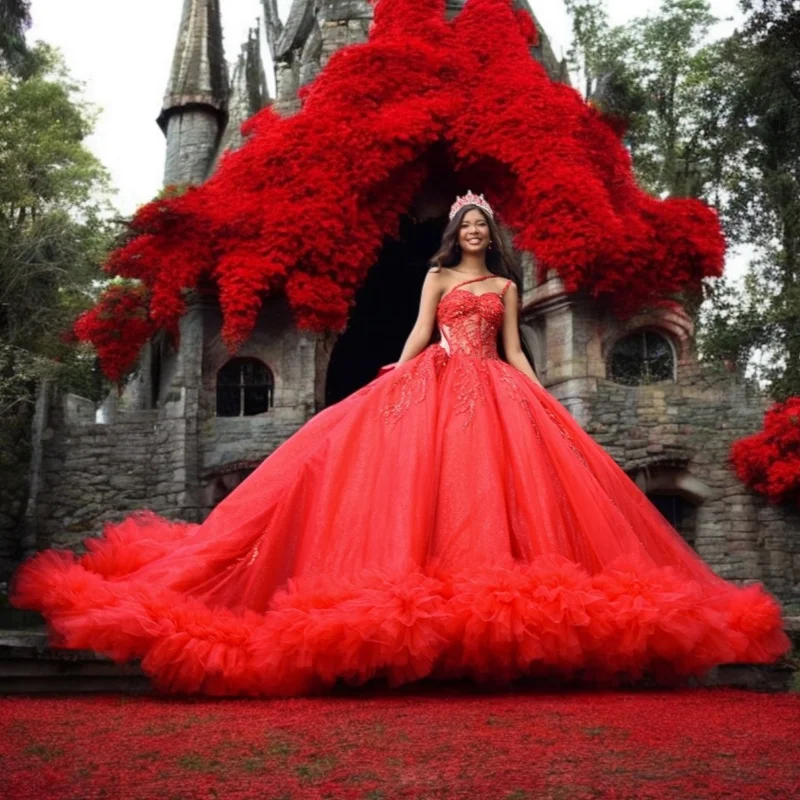 Shiny Red Quinceanera Dresses Off the Shoulder Glitter Crystal Decal Lace Long tail Bow Vestido 15 Quinceanera Customized
Shiny Red Quinceanera Dresses Off the Shoulder Glitter Crystal Decal Lace Long tail Bow Vestido 15 Quinceanera Customized