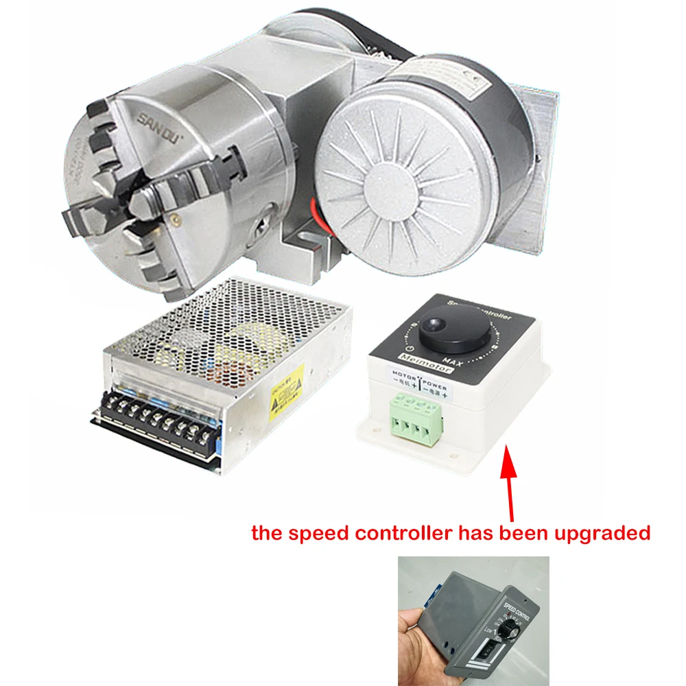 Adjustable-speed Rotary a 4th Axis Dividing Head 100 Chuck With Power Supply Speed Controller for CNC Router Milling Machine
Adjustable-speed Rotary a 4th Axis Dividing Head 100 Chuck With Power Supply Speed Controller for CNC Router Milling Machine