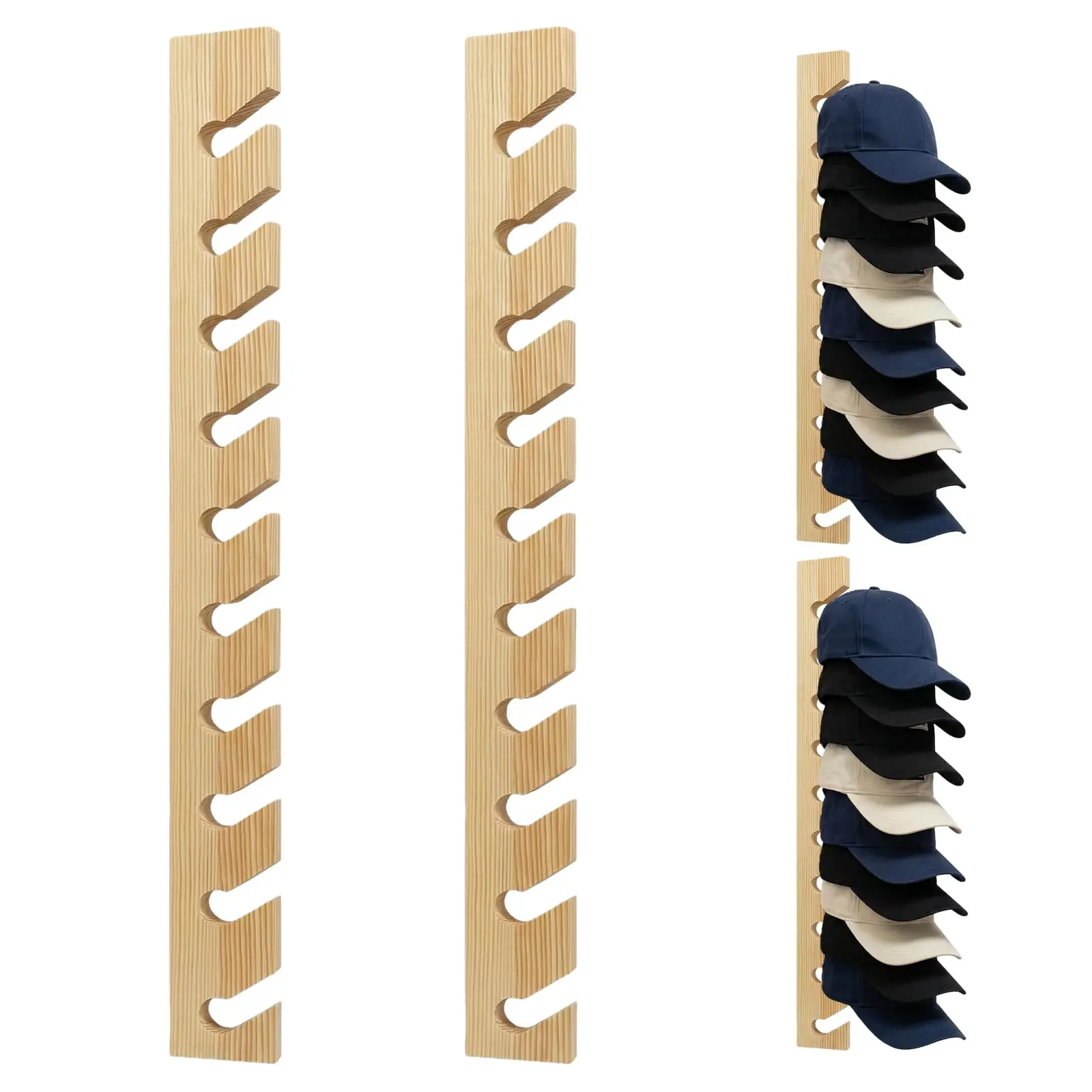 2-Pack Pine Wood Wall Hat Organizer – 10-Slot Vertical Rack Holds 20 Caps, Heavy Duty Mounting For Closet, Bedroom, Entryway
2-Pack Pine Wood Wall Hat Organizer – 10-Slot Vertical Rack Holds 20 Caps, Heavy Duty Mounting For Closet, Bedroom, Entryway
