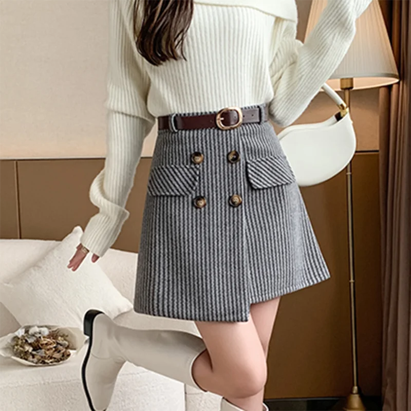 New Ladies' Irregular Small Fragrant Woolen Skirt A-Line Skirt Autumn Winter Sense High Waist Slim Striped Hip Comfortable Skirt
New Ladies' Irregular Small Fragrant Woolen Skirt A-Line Skirt Autumn Winter Sense High Waist Slim Striped Hip Comfortable Skirt