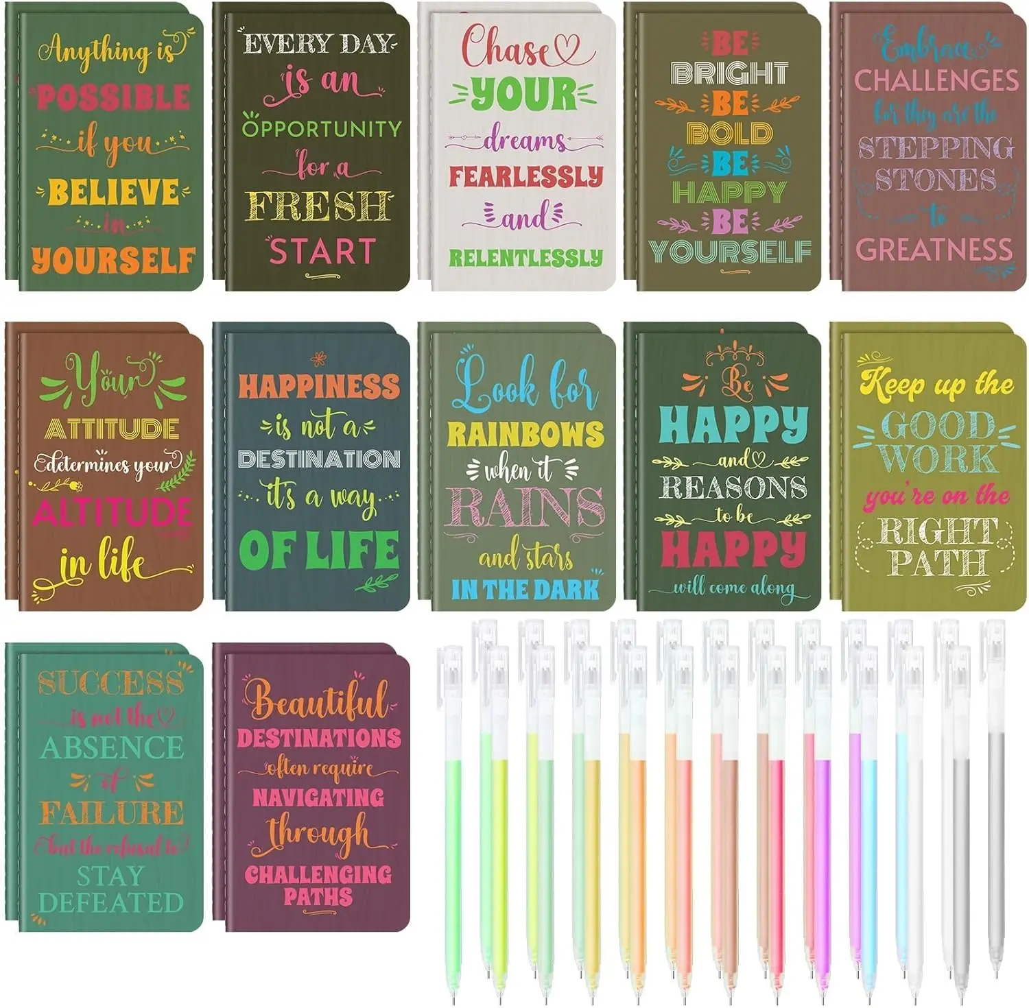 24 Inspirational Mini Notebooks with Pens, Motivational Gift Set for Women Men Students, 3.5x5.5 Inches
24 Inspirational Mini Notebooks with Pens, Motivational Gift Set for Women Men Students, 3.5x5.5 Inches