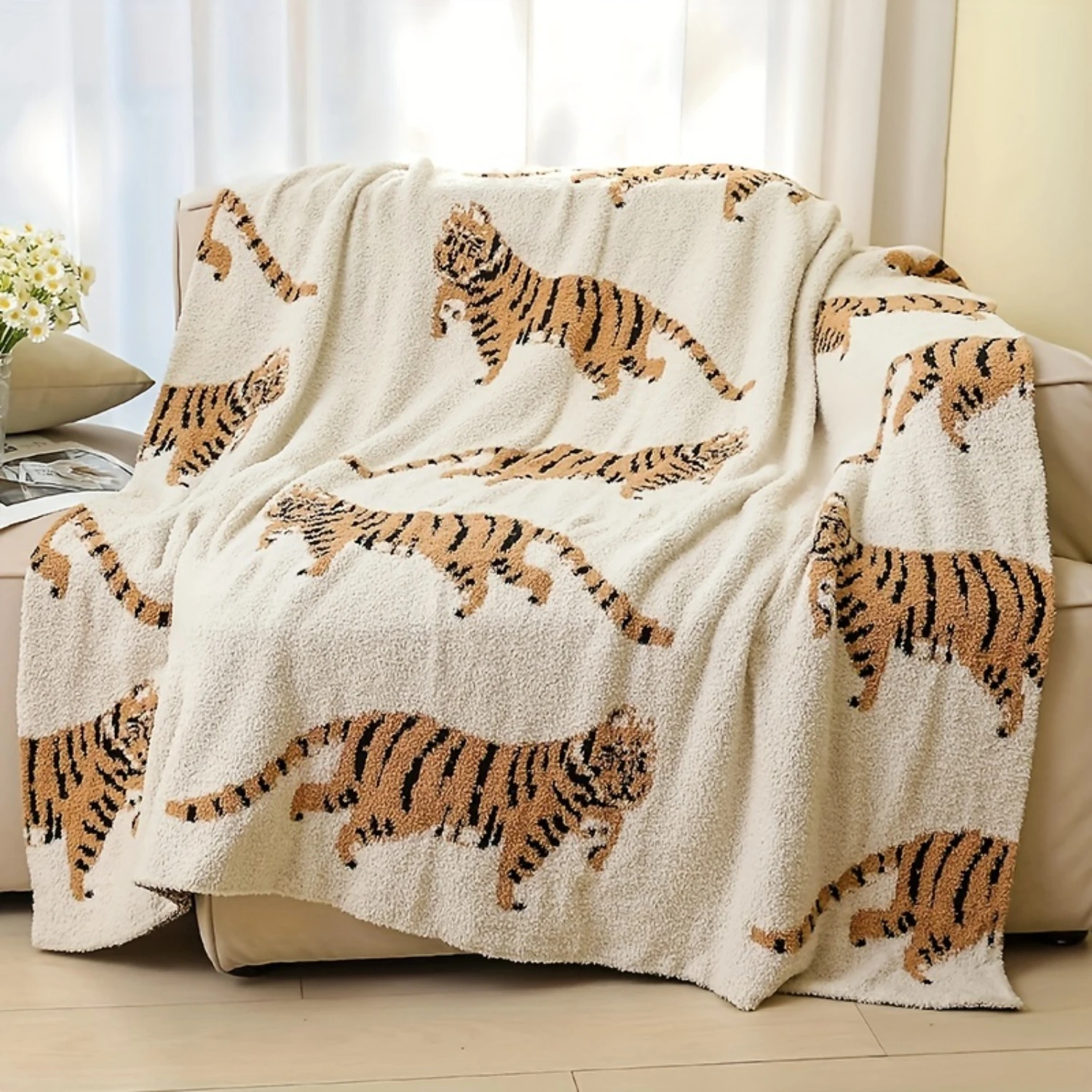 1pc Nordic Tiger Pattern Knitted Blanket Air Conditioning Blanket Warm And Comfortable Soft Nap Blanket Throw Blanket For Sofa C
1pc Nordic Tiger Pattern Knitted Blanket Air Conditioning Blanket Warm And Comfortable Soft Nap Blanket Throw Blanket For Sofa C