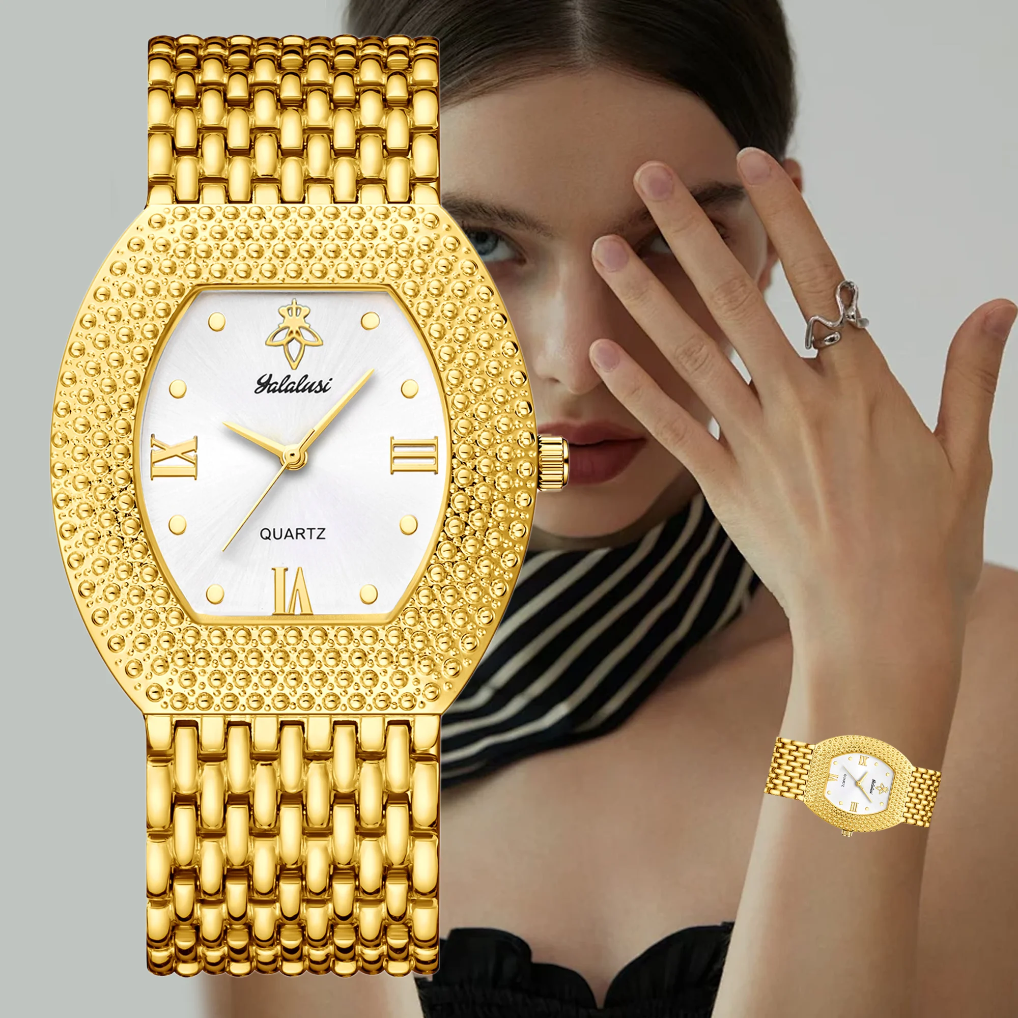 YaLaLuSi Elegant Vintage Gold Watch Luxury Textured Bezel Mesh Bracelet Quartz Wristwatch with Gift Box for Her
YaLaLuSi Elegant Vintage Gold Watch Luxury Textured Bezel Mesh Bracelet Quartz Wristwatch with Gift Box for Her