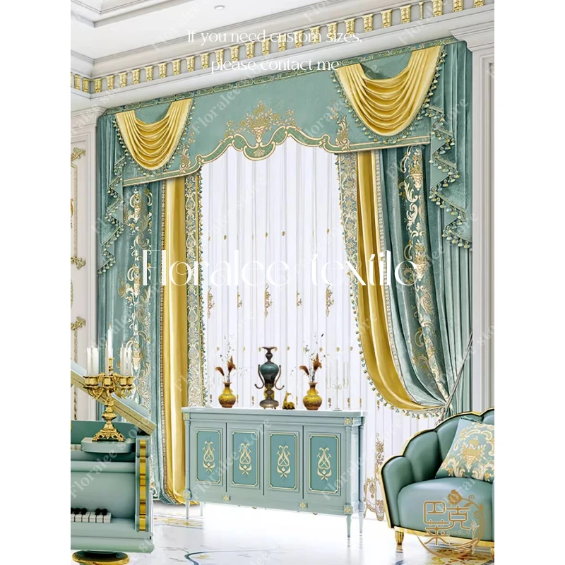 High-end Villa Curtains European-style Living Room Luxury Bedroom Luxury Velvet Embroidery Floor-to-ceiling Windows Customized 
High-end Villa Curtains European-style Living Room Luxury Bedroom Luxury Velvet Embroidery Floor-to-ceiling Windows Customized