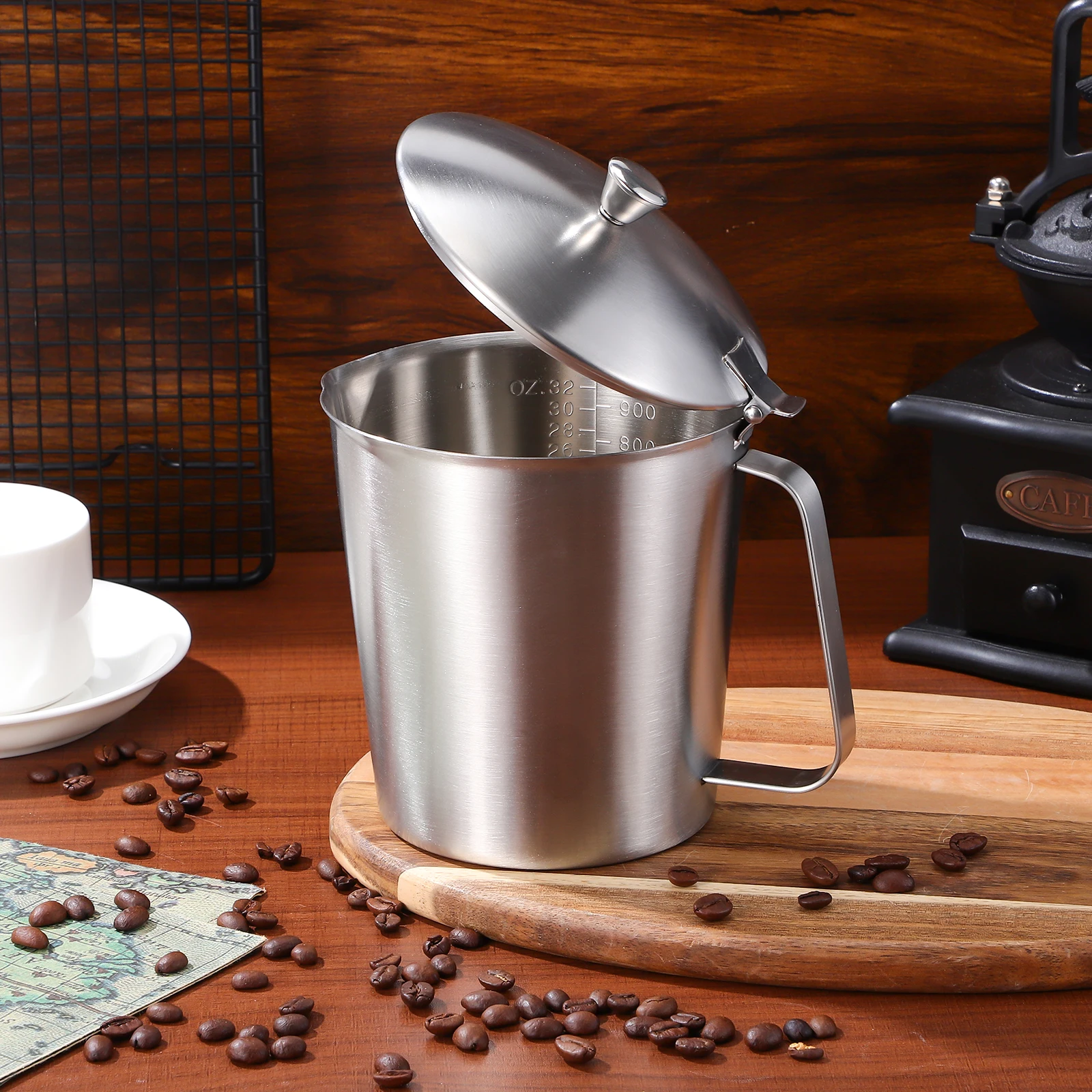 1000Ml Stainless Steel Measuring With Lid Premium Rustproof Coffee Milk Pitcher Graduated Baking Use Bar Home Kitchen
1000Ml Stainless Steel Measuring With Lid Premium Rustproof Coffee Milk Pitcher Graduated Baking Use Bar Home Kitchen