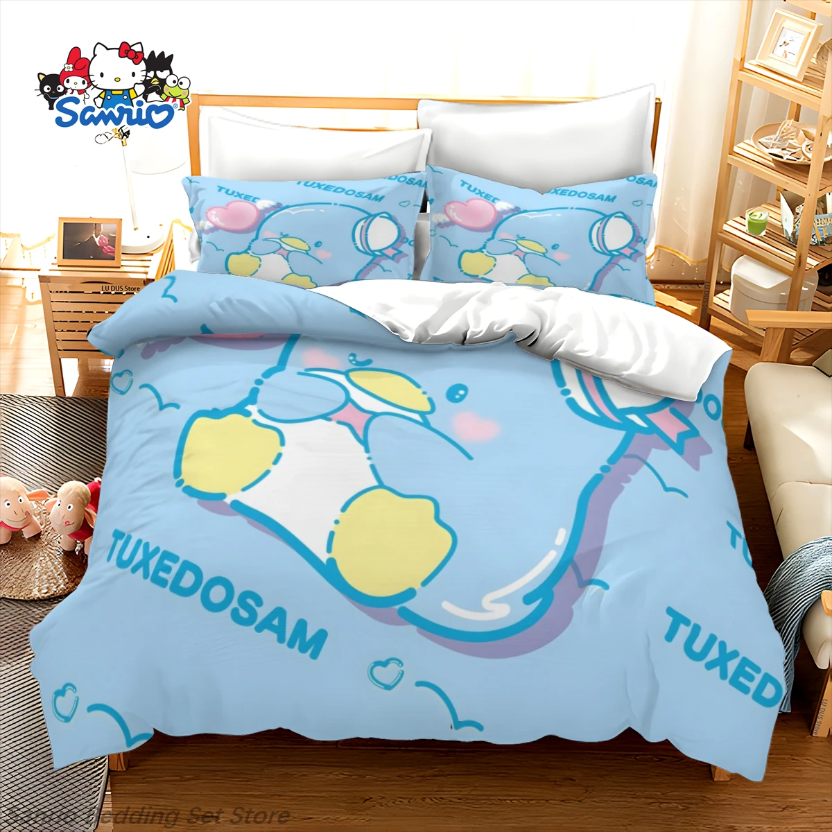 Sanrio Tuxedo Sam Bedding Set Kawaii Blue Penguin Duvet Cover with Pillowcases Cute Cartoon Quilt Cover for Bedroom Decor Gift
Sanrio Tuxedo Sam Bedding Set Kawaii Blue Penguin Duvet Cover with Pillowcases Cute Cartoon Quilt Cover for Bedroom Decor Gift