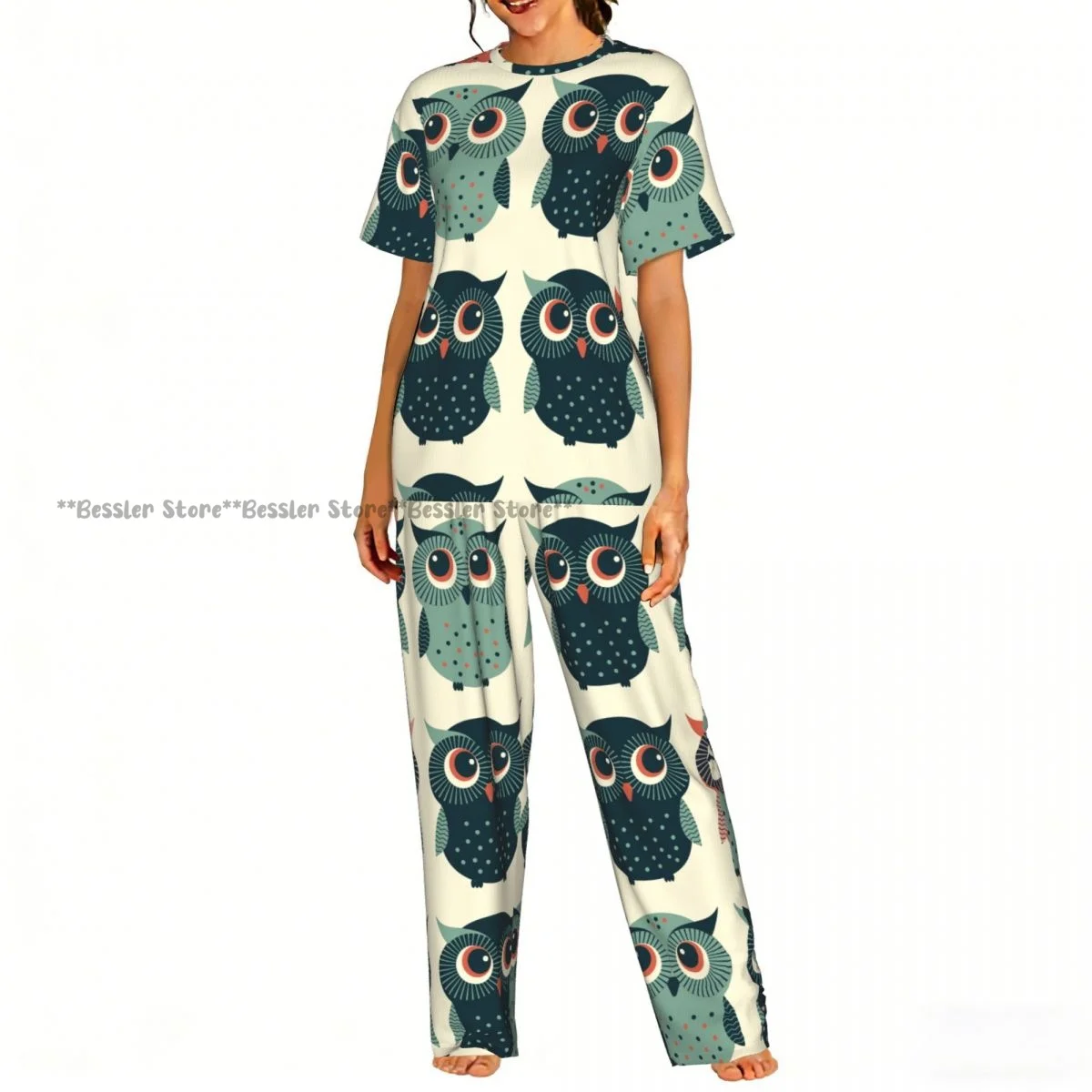Women's Pajamas Set Cute Owls Pattern Short Sleeve Sleepwear 2 Piece Homewear Loungewear
Women's Pajamas Set Cute Owls Pattern Short Sleeve Sleepwear 2 Piece Homewear Loungewear