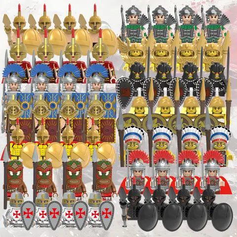10pcs MOC Medieval Castle Knights Rome Soldiers Building Blocks Military Ancient Egypt Mummy Figures Warrior Guard Weapons Brick