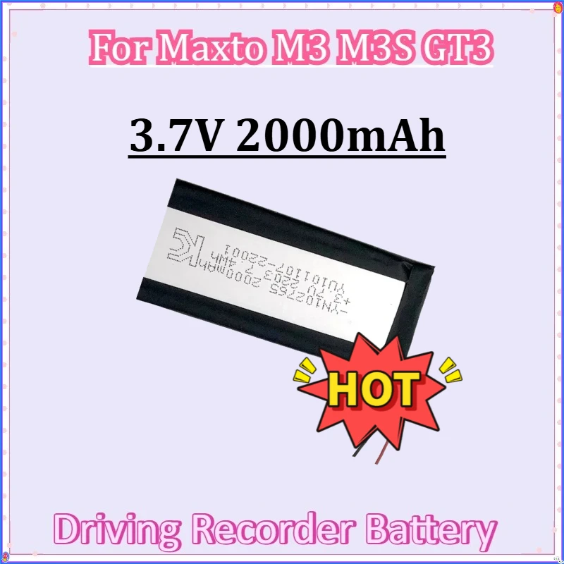 For Maxto M3 M3S GT3 Motorcycle Recorder Li Polymer Pack Replacement Driving Recorder Batteries New Battery 3.7V 2000mAh
For Maxto M3 M3S GT3 Motorcycle Recorder Li Polymer Pack Replacement Driving Recorder Batteries New Battery 3.7V 2000mAh