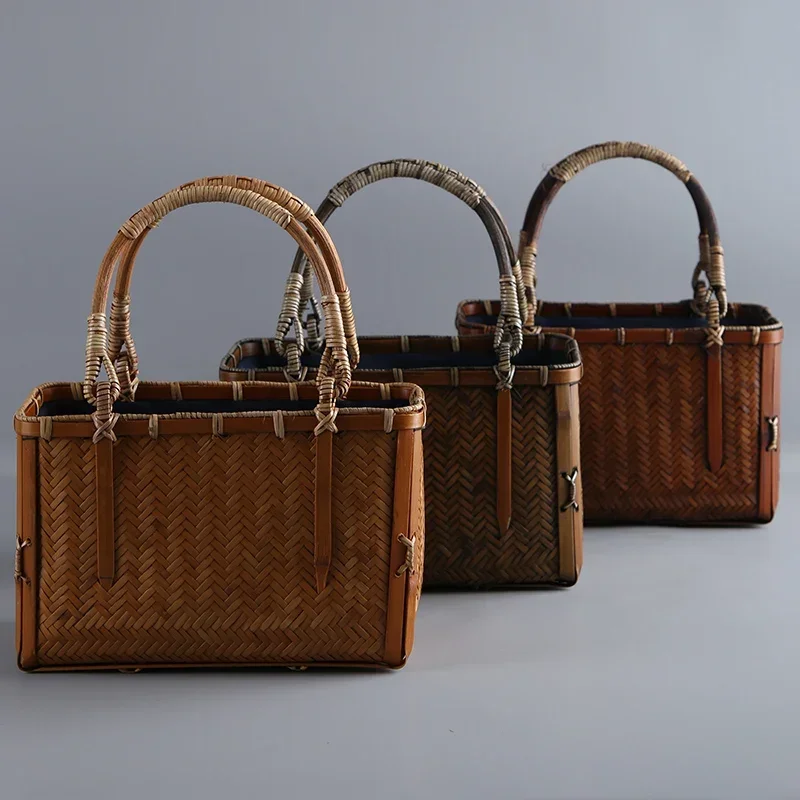 Vintage Square Hand Basket Handmade Bamboo Weaving Organizer Box Bundle Design Storage Baskets Japanese Tea Set Storage Bags
Vintage Square Hand Basket Handmade Bamboo Weaving Organizer Box Bundle Design Storage Baskets Japanese Tea Set Storage Bags