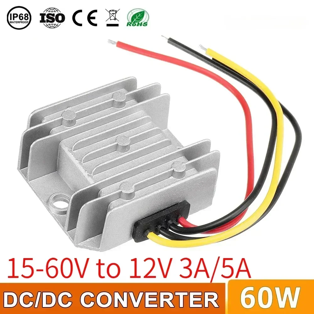 DC 24V 36V 48V to 12V 5A 3A Step Down Power DC-DC Converter 48V-12V 60W Car Voltage Module Regulator Buck Power Supply CE RoHS
DC 24V 36V 48V to 12V 5A 3A Step Down Power DC-DC Converter 48V-12V 60W Car Voltage Module Regulator Buck Power Supply CE RoHS