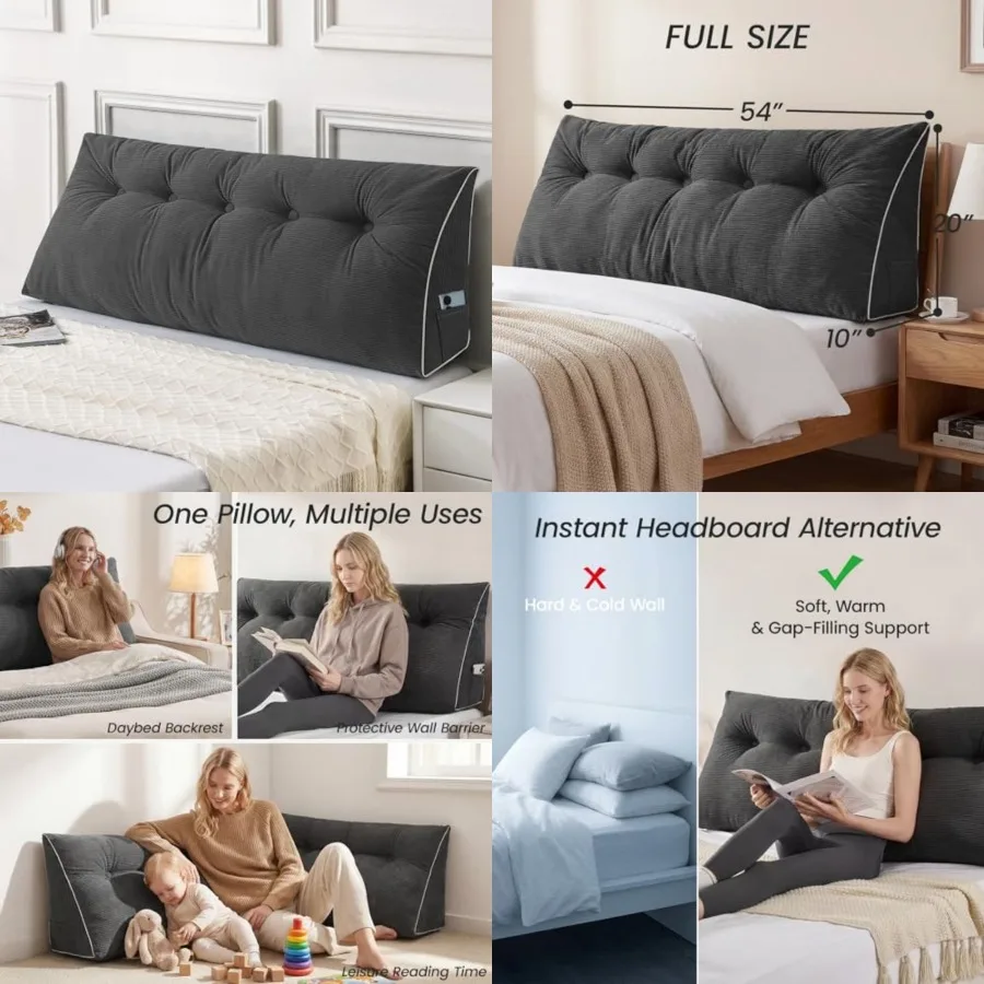 Headboard Pillow, Wedge Pillow Headboard for Sitting Up in Bed, Back-Rest Support Triangular Cushion for Reading - Features Rem
Headboard Pillow, Wedge Pillow Headboard for Sitting Up in Bed, Back-Rest Support Triangular Cushion for Reading - Features Rem