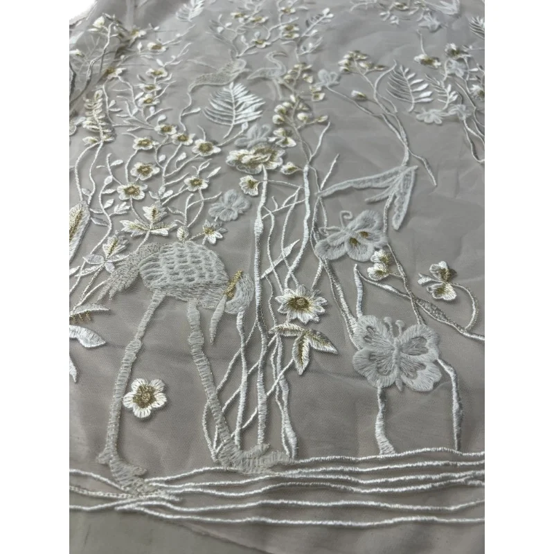 Mesh Embroidered Fabric Solid Color White Symmetrical Flower Heavy Industry High Density Embroidery Fabrics
Mesh Embroidered Fabric Solid Color White Symmetrical Flower Heavy Industry High Density Embroidery Fabrics