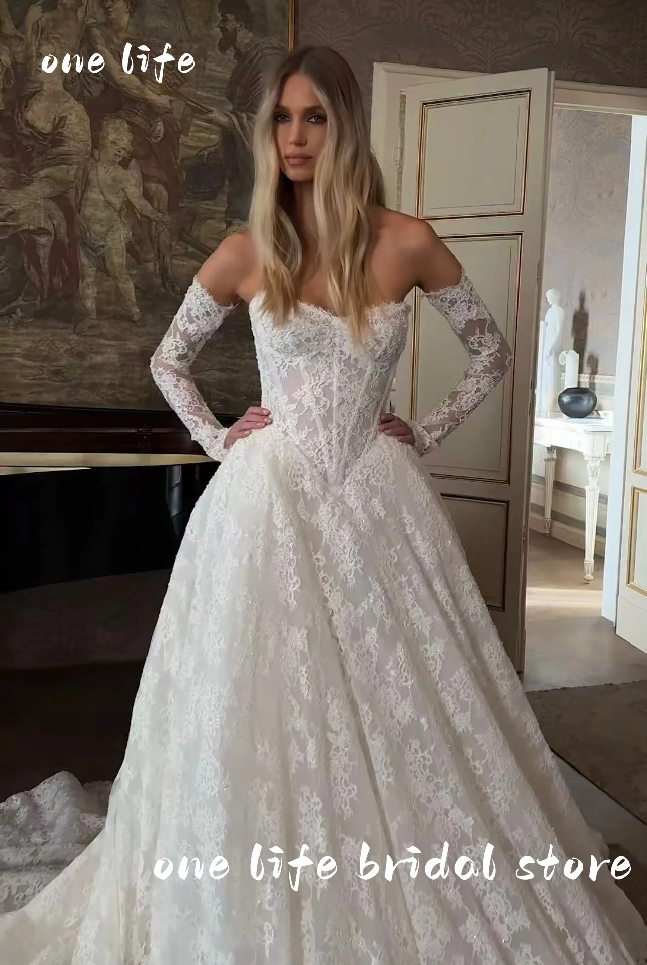 Свадебные платья А-силуэта с цветочным декором и вырезом в форме сердца для женщин, с длинными рукавами, аппликацией, открытыми плечами, в стиле бохо, свадебное платье.
Свадебные платья А-силуэта с цветочным декором и вырезом в форме сердца для женщин, с длинными рукавами, аппликацией, открытыми плечами, в стиле бохо, свадебное платье.