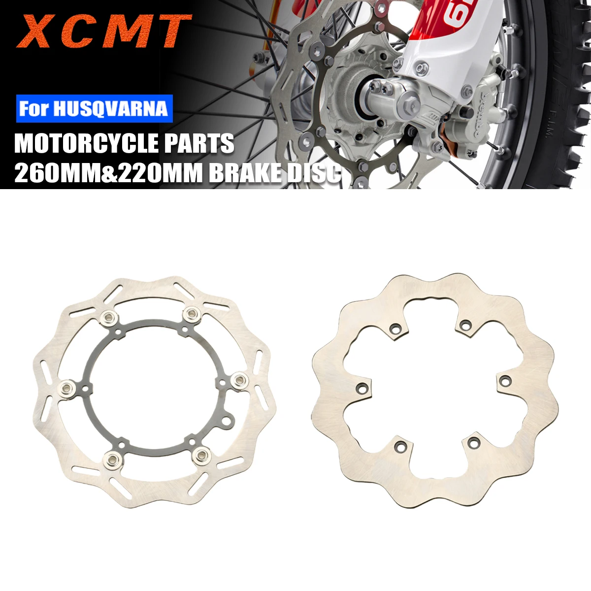 Motorcycle Parts 260mm 220mm Front and Rear Brake Discs Floating Brake Disc For Husqvarna 125-501 FE TE FC TC TX FX 2014-2023
Motorcycle Parts 260mm 220mm Front and Rear Brake Discs Floating Brake Disc For Husqvarna 125-501 FE TE FC TC TX FX 2014-2023