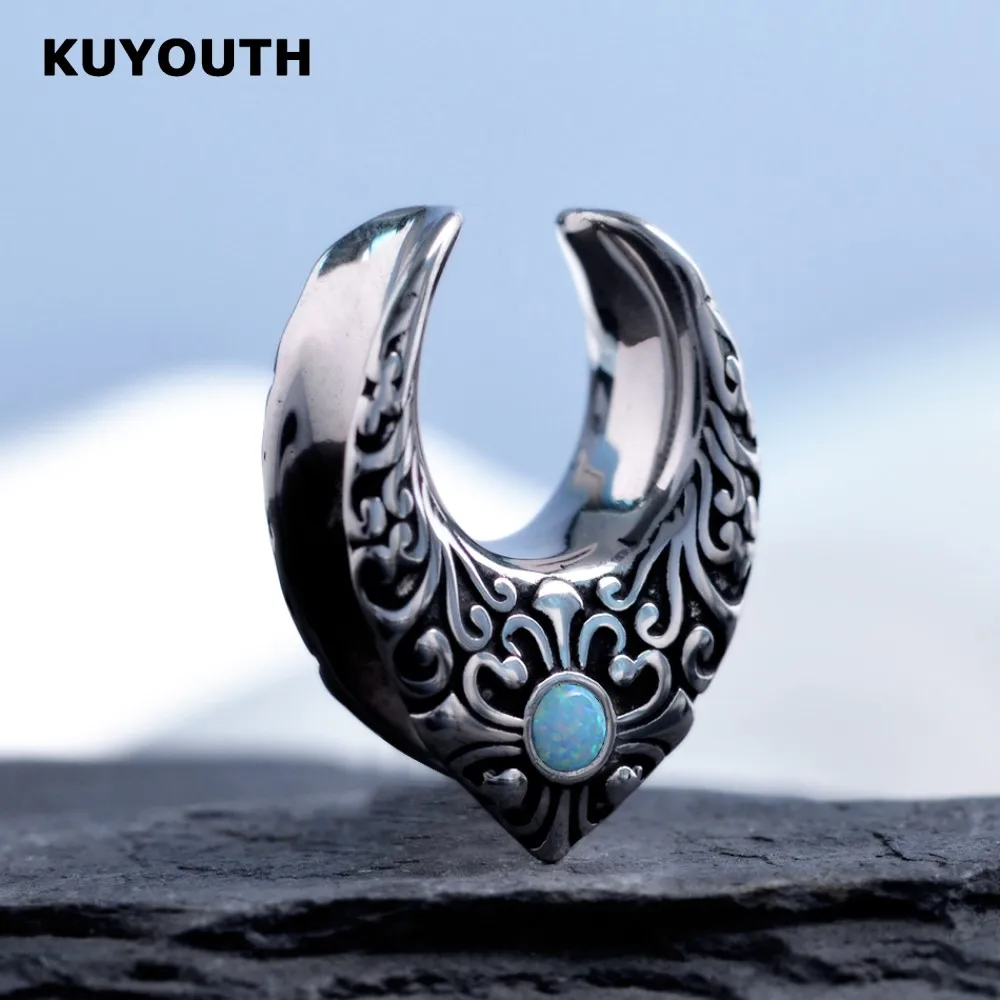 KUYOUTH Vintage Stainless Steel Blue Opal Notch Ear Tunnels Plugs Expanders Earring Body Jewelry Piercing Gauge Stretchers 2PCS
KUYOUTH Vintage Stainless Steel Blue Opal Notch Ear Tunnels Plugs Expanders Earring Body Jewelry Piercing Gauge Stretchers 2PCS