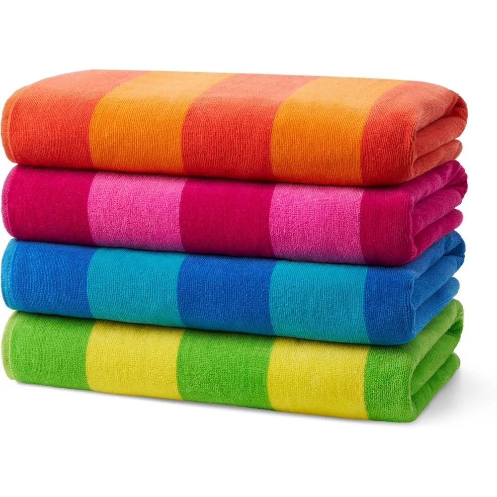 Soft Oversized Beach Towels 29x58 Inch Velour Striped Absorbent Quick Dry 100 Cotton 4 Pack
Soft Oversized Beach Towels 29x58 Inch Velour Striped Absorbent Quick Dry 100 Cotton 4 Pack