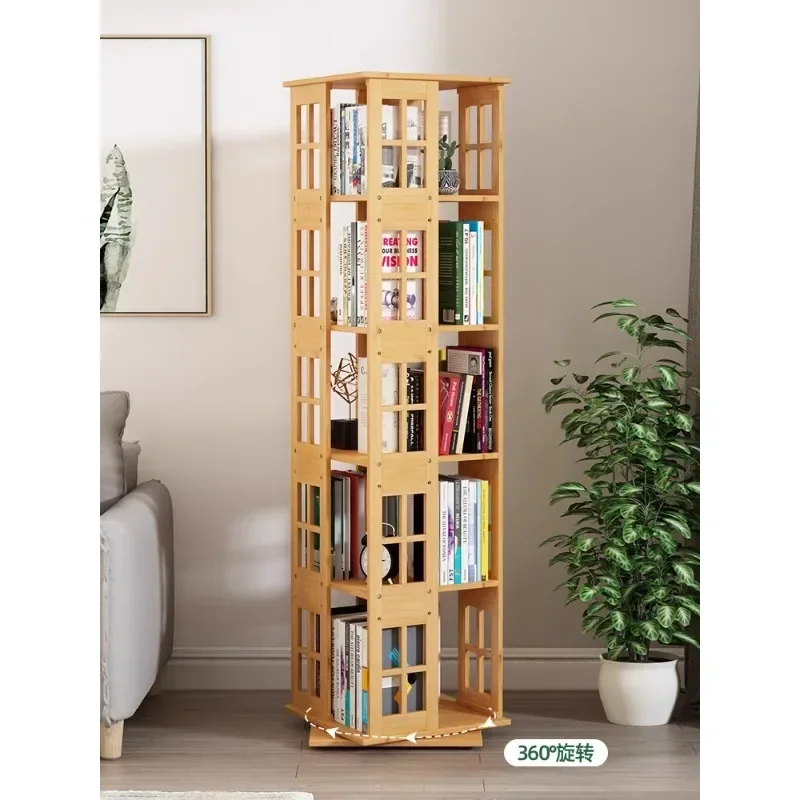 -Rotating Bookshelf Storage Rack Simple Layered Bookshelf Display Home Student Storage Picture Book