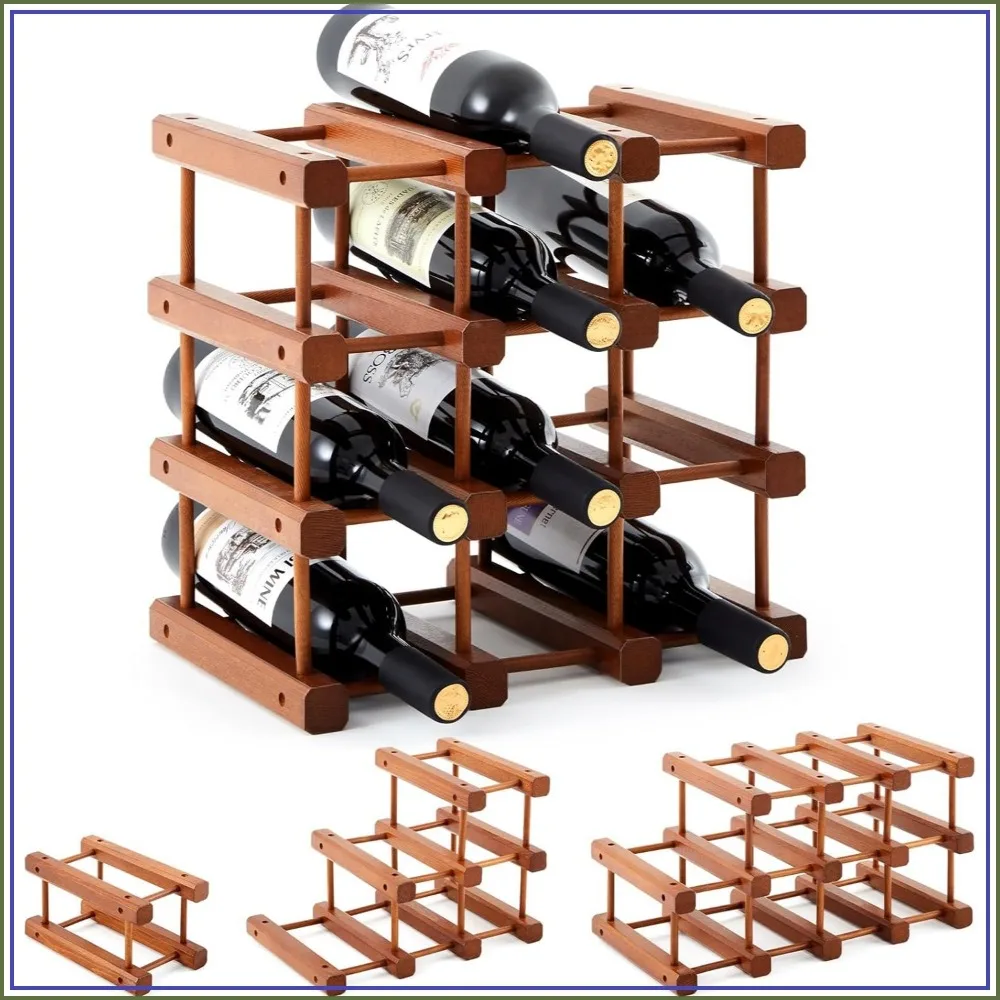 12-Bottle Wooden Wine Rack Sturdy Stackable DIY Assembly for Cabinet Countertop Cellar
12-Bottle Wooden Wine Rack Sturdy Stackable DIY Assembly for Cabinet Countertop Cellar