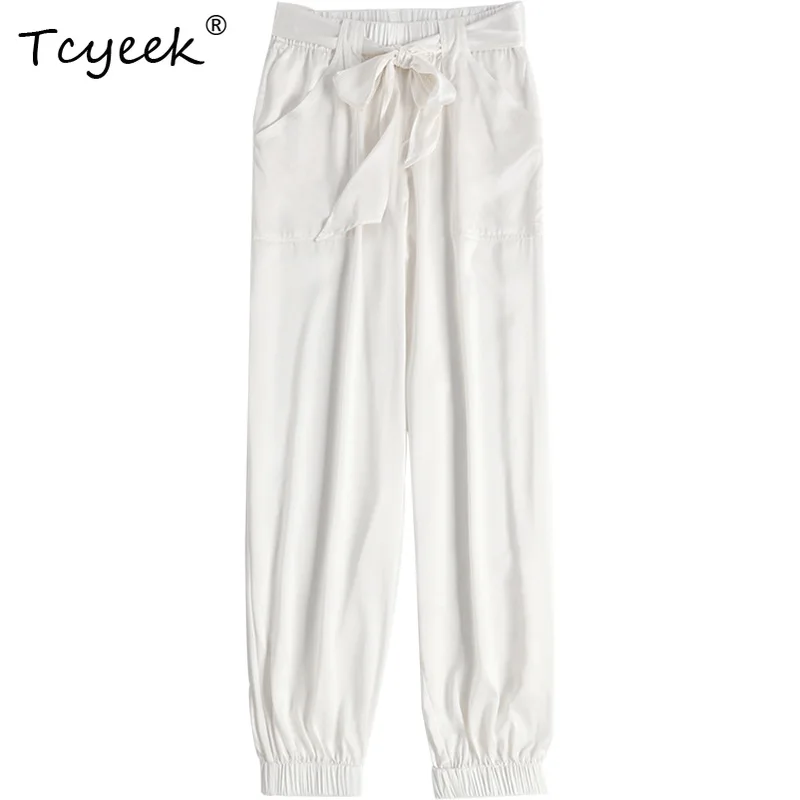 Tcyeek 95% Mulberry 5% Spandex Summer Women's Pants Summer Thin 9mm Slim Nine Point Ankle Tied Harem Pants Брюки Женские Летние
Tcyeek 95% Mulberry 5% Spandex Summer Women's Pants Summer Thin 9mm Slim Nine Point Ankle Tied Harem Pants Брюки Женские Летние