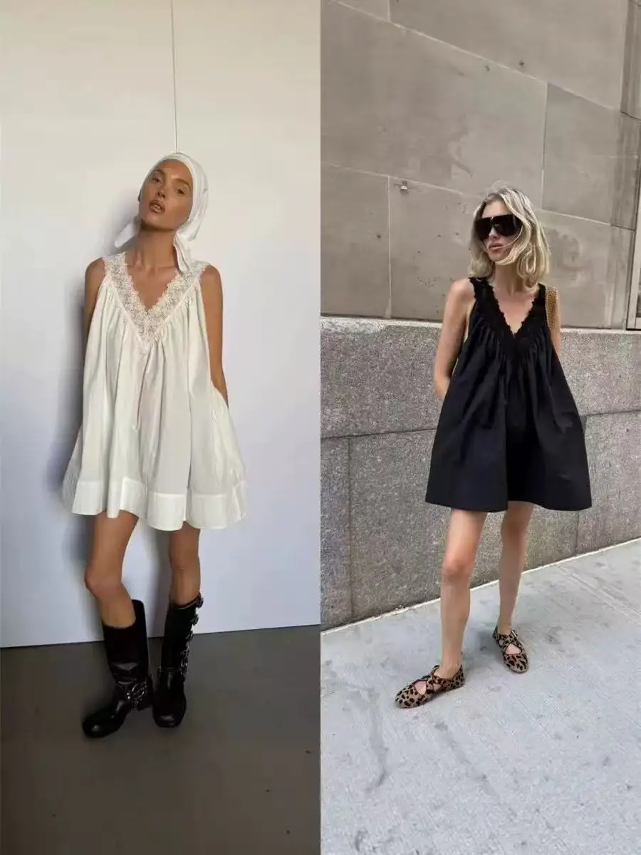 Loose Lace Splice V-Neck Sleeveless Doll Dress Nylon Fabric Casual Style Spring Collection 2026 Simple Fashion Ladies Dress
Loose Lace Splice V-Neck Sleeveless Doll Dress Nylon Fabric Casual Style Spring Collection 2026 Simple Fashion Ladies Dress