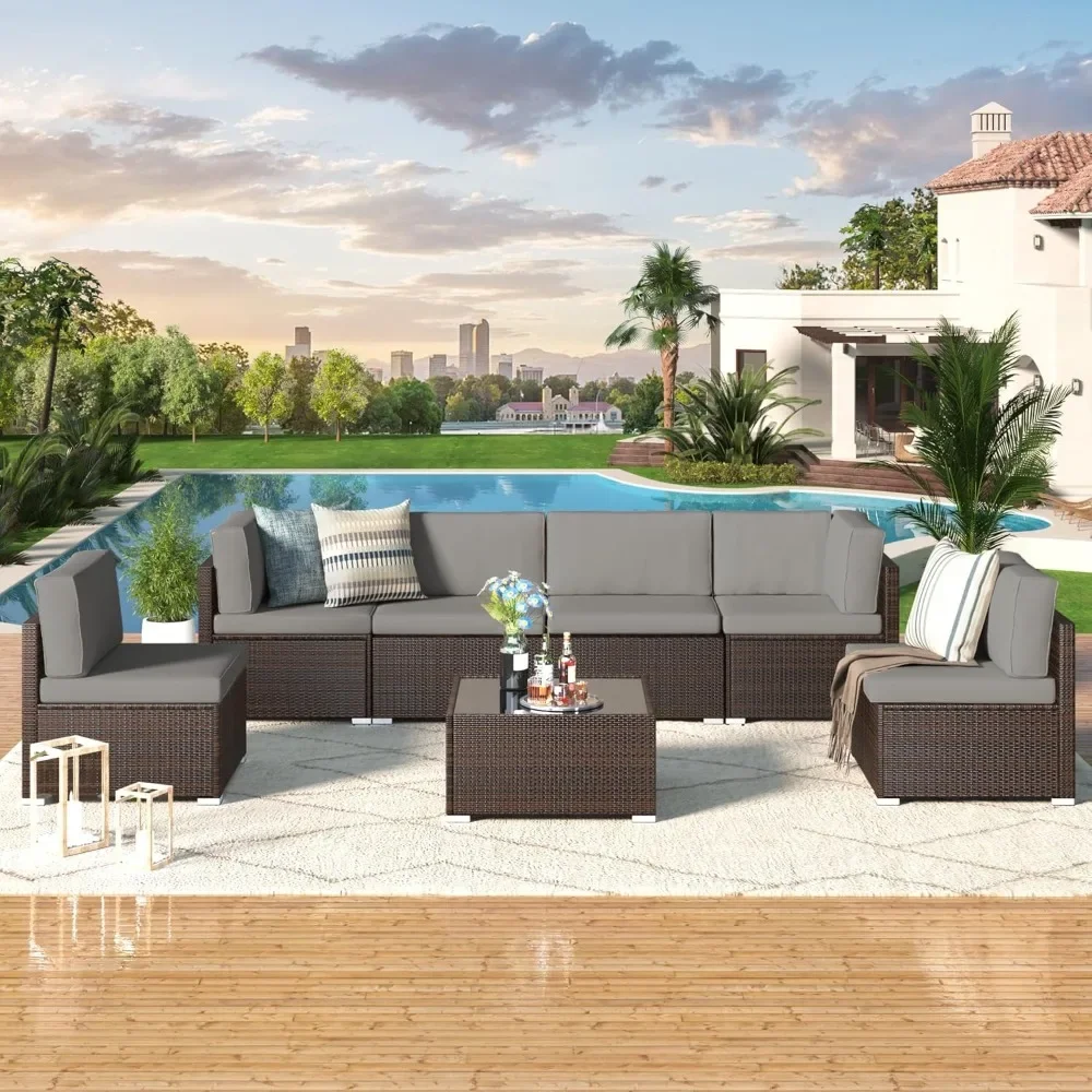 Outdoor Patio Furniture Set, PE Rattan Outdoor Brown Wicker Furniture, Outdoor Sectional Furniture Chair Set with Cushions
Outdoor Patio Furniture Set, PE Rattan Outdoor Brown Wicker Furniture, Outdoor Sectional Furniture Chair Set with Cushions