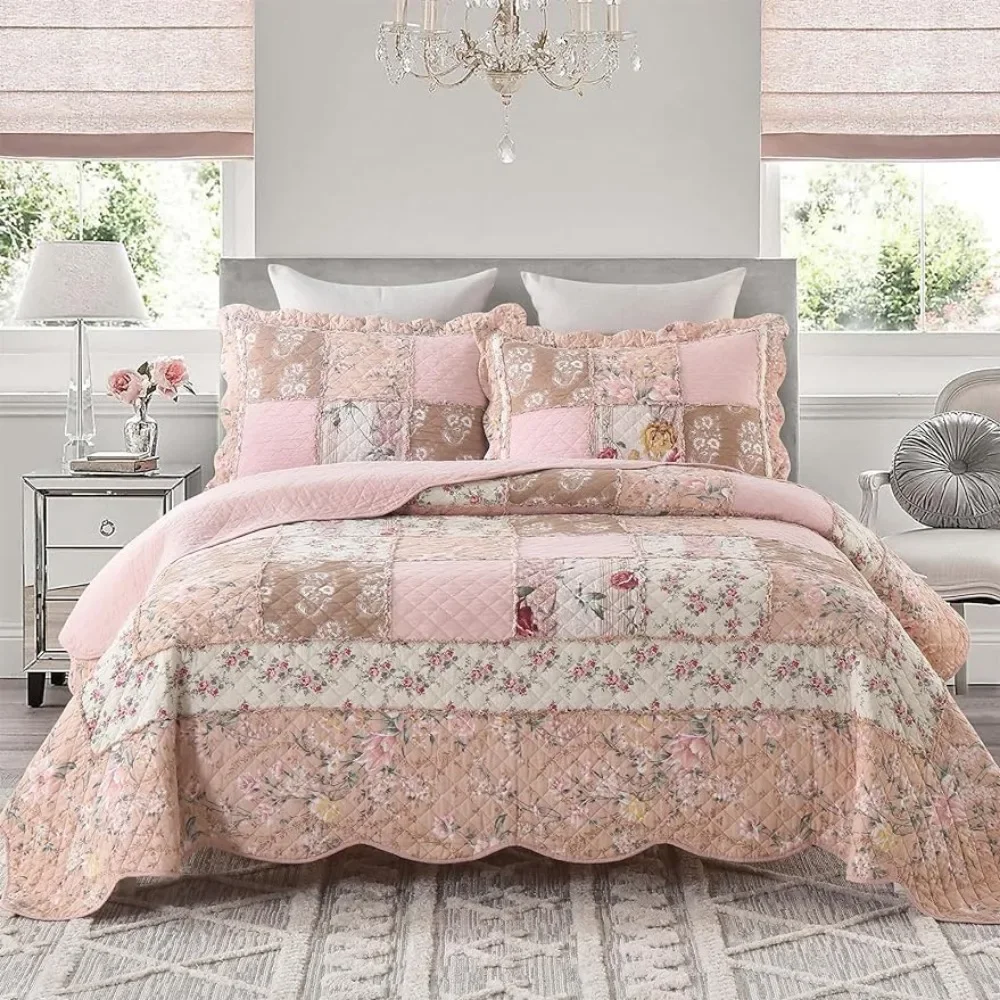 Quilts King Size Patchwork Pink Floral Quilt Set Vintage Chic Botanical Floral Quilted Bedspread 3-Piece,King Size,108*96 Inches
Quilts King Size Patchwork Pink Floral Quilt Set Vintage Chic Botanical Floral Quilted Bedspread 3-Piece,King Size,108*96 Inches