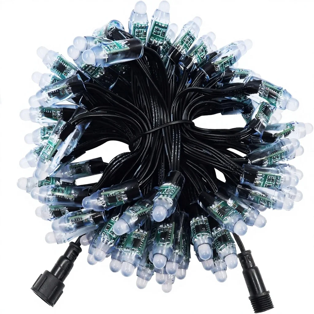 500LEDS 12V 2811 RGB Addressable LED Pixel String Lights Xconnect Waterproof Pigtail Black Wire 12mm Bullet Nodes
500LEDS 12V 2811 RGB Addressable LED Pixel String Lights Xconnect Waterproof Pigtail Black Wire 12mm Bullet Nodes