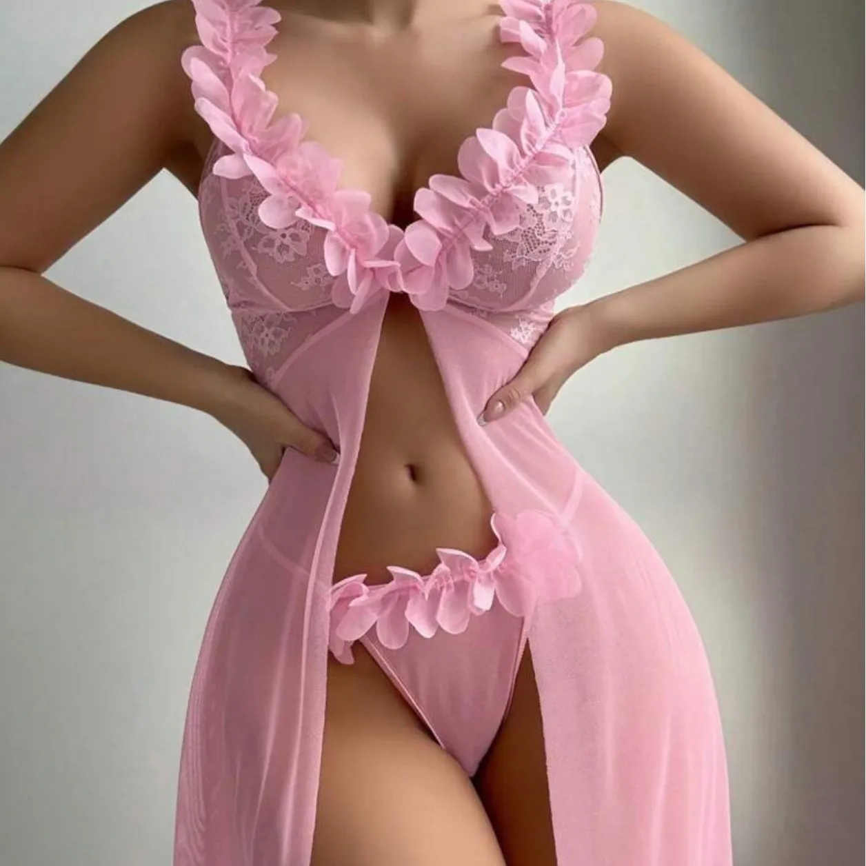 Women's Underwear Long Skirt Deep V-neck Transparent Lace Evening Dress Women's Pink Very Sexy Pajamas
Women's Underwear Long Skirt Deep V-neck Transparent Lace Evening Dress Women's Pink Very Sexy Pajamas